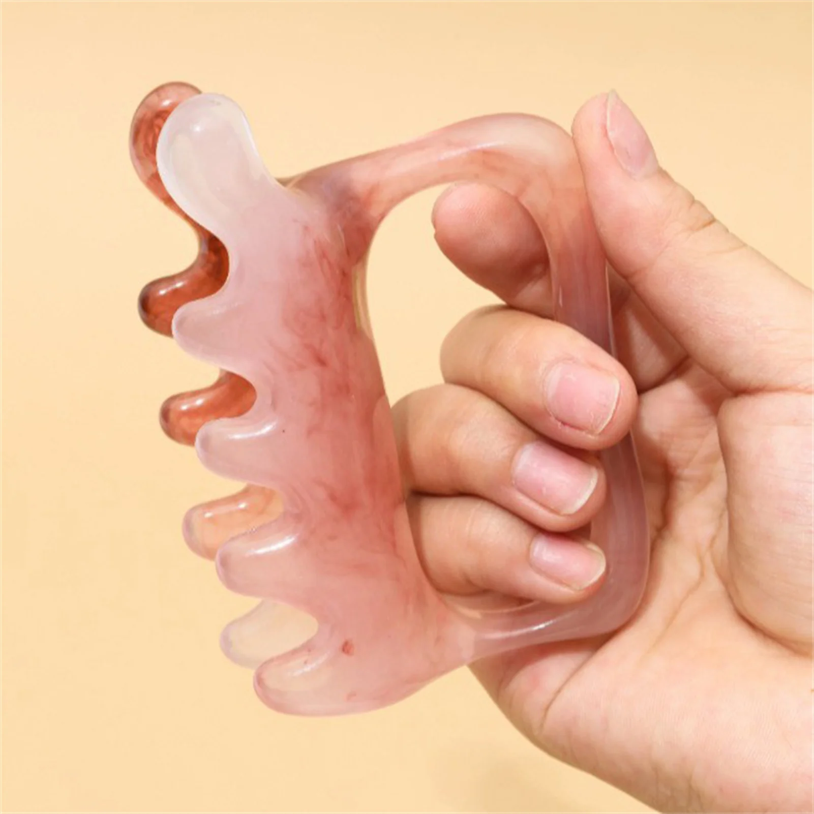 

10cm Handheld Massager Double Row Resin Scraping Device Acupoint Soothing Massage Tool For Men And Women Portable Massager