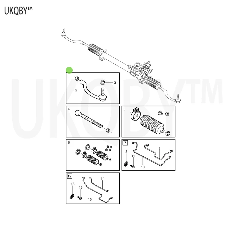 Ball joint kit hexagonal nut flange locking nut steering rod bellows kit deflection limiter
