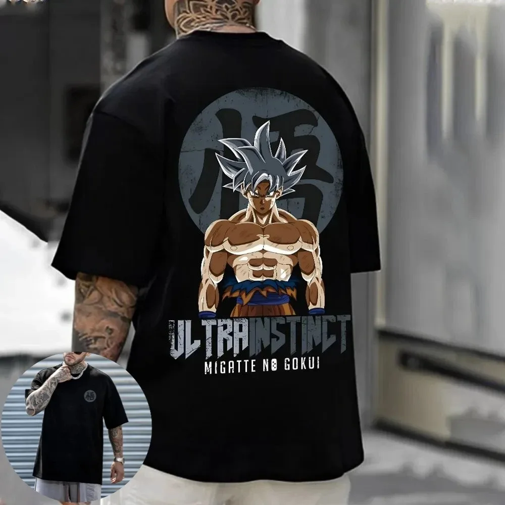 

Летняя футболка из чистого хлопка в стиле ретро с принтом Dragon Ball, мужская футболка оверсайз с принтом Wukong, повседневная рубашка унисекс, комплект для родителей и детей