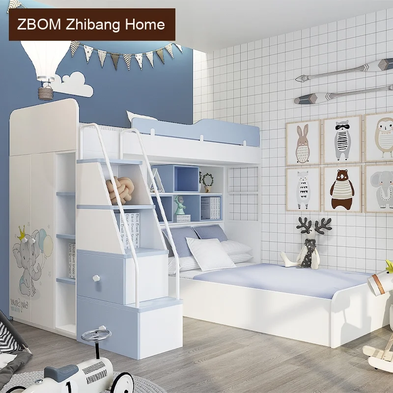 Custom Multifunctional Double Layer Tatami Bunk Bed & Whole House Fun Kingdom Wardrobe for Kids' Bedroom Durable Product