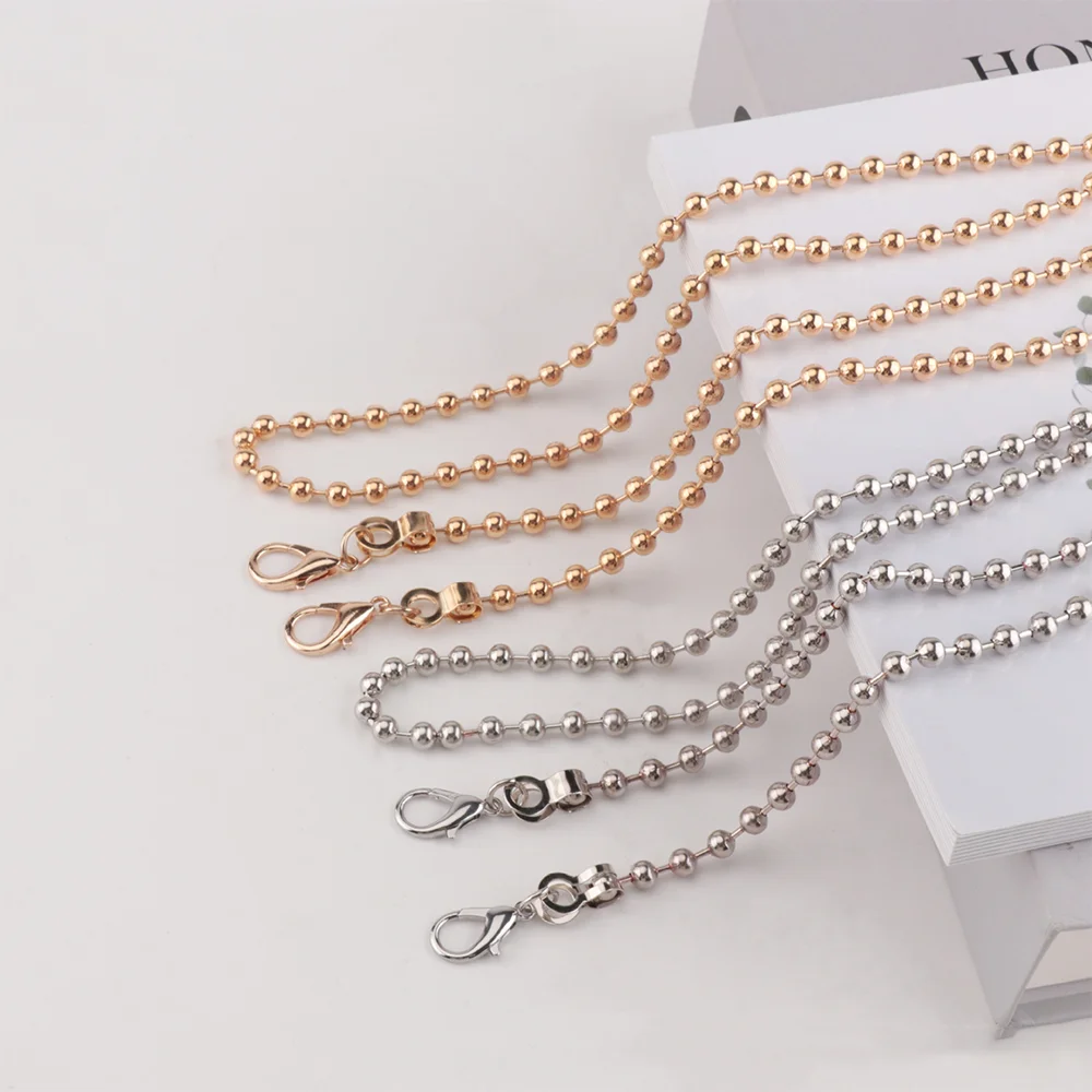 

Metal Chain Shoulder Bag Strap Handbag Handles DIY Purse Replacement Long Beaded Chain Shoulder Bag Straps Chain Belt