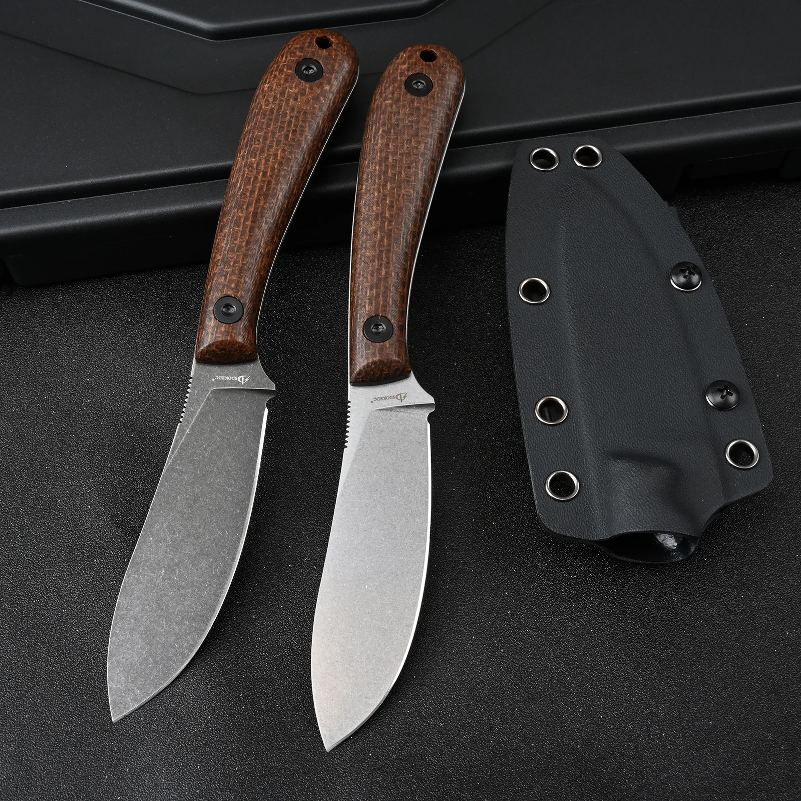 Pisau SDOKEDC DC53 Pisau Tetap Baja Pegangan Micarta dengan Sarung Kydex untuk Pria EDC Bertahan Hidup Berkemah Luar Ruangan