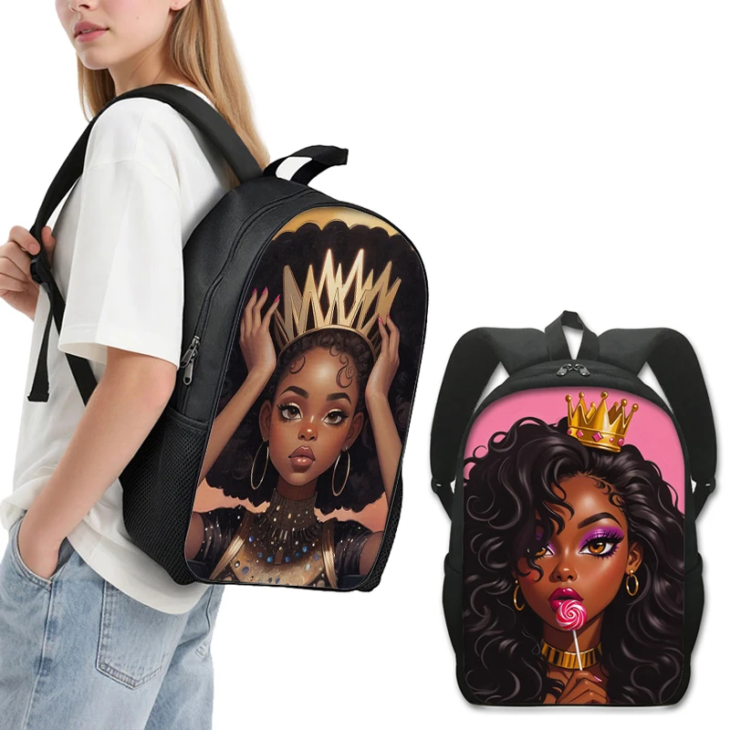 

Милый афро женский рюкзак с рисунком короны, женский рюкзак, студенческие школьные сумки для девочек-подростков, рюкзак для ноутбука, сумка для книг