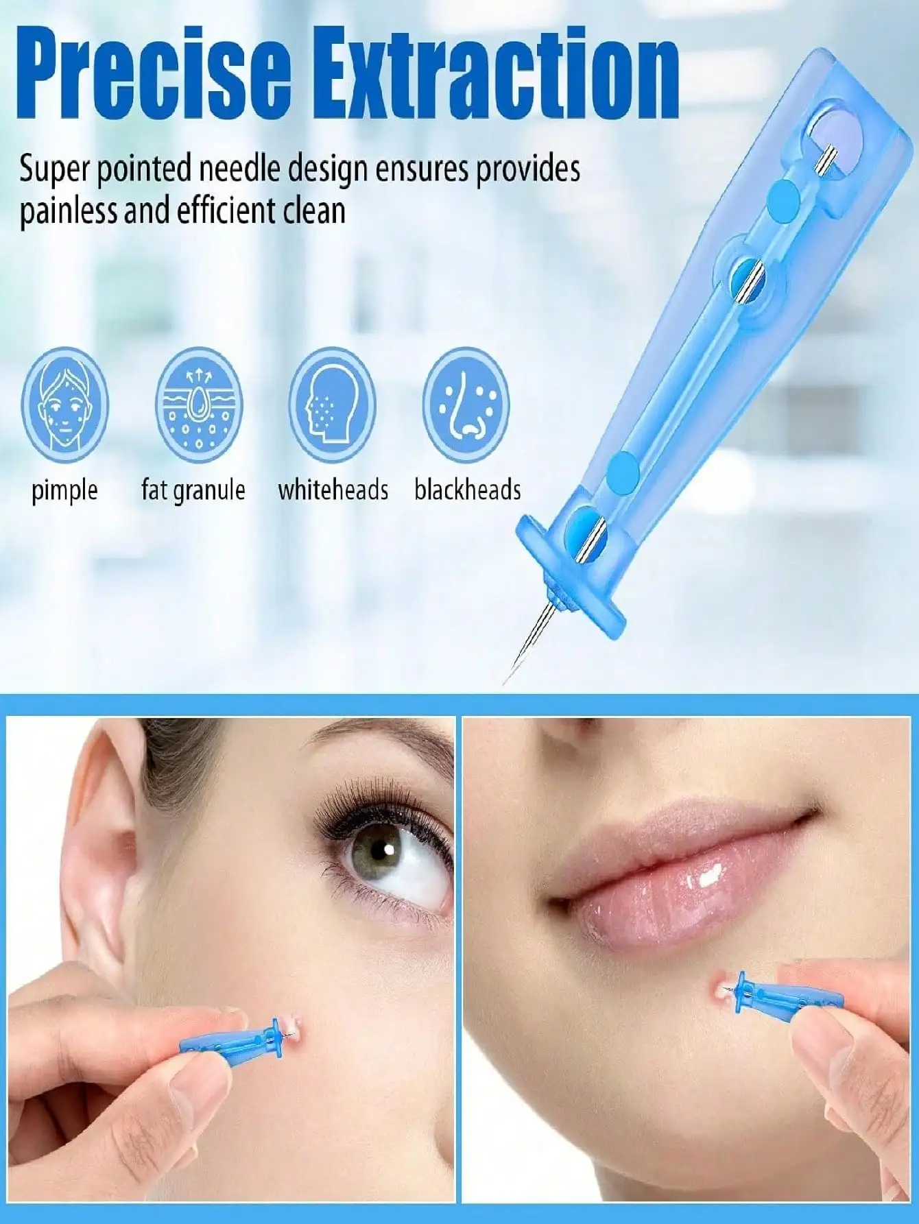 Aiguilles stériles jetables pour boutons, 50 pièces, outils professionnels d'extraction d'acné pour Salon et maison