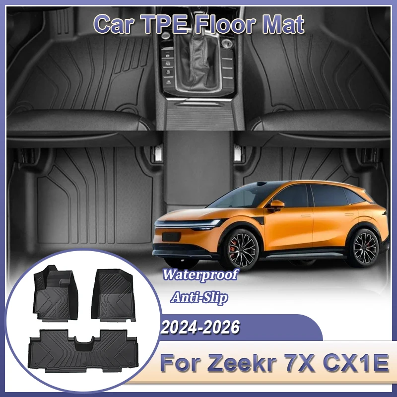 

Аксессуары для Zeekr 7X CX1E 2024 2025 2026 Напольные коврики из левого рукава из ТПЭ, грузовые коврики для ног из ТПЭ, без запаха, автоподнос, водонепроницаемые внутренние детали