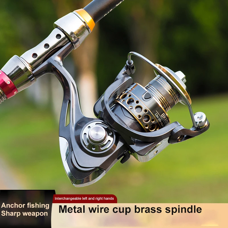 Fishing Spinning Reel Metal Spool 5.2:1/4.7:113BB Ball Bearings Carp Fishing Reel BK2000-7000 Metal Line Cup Sea Tackle