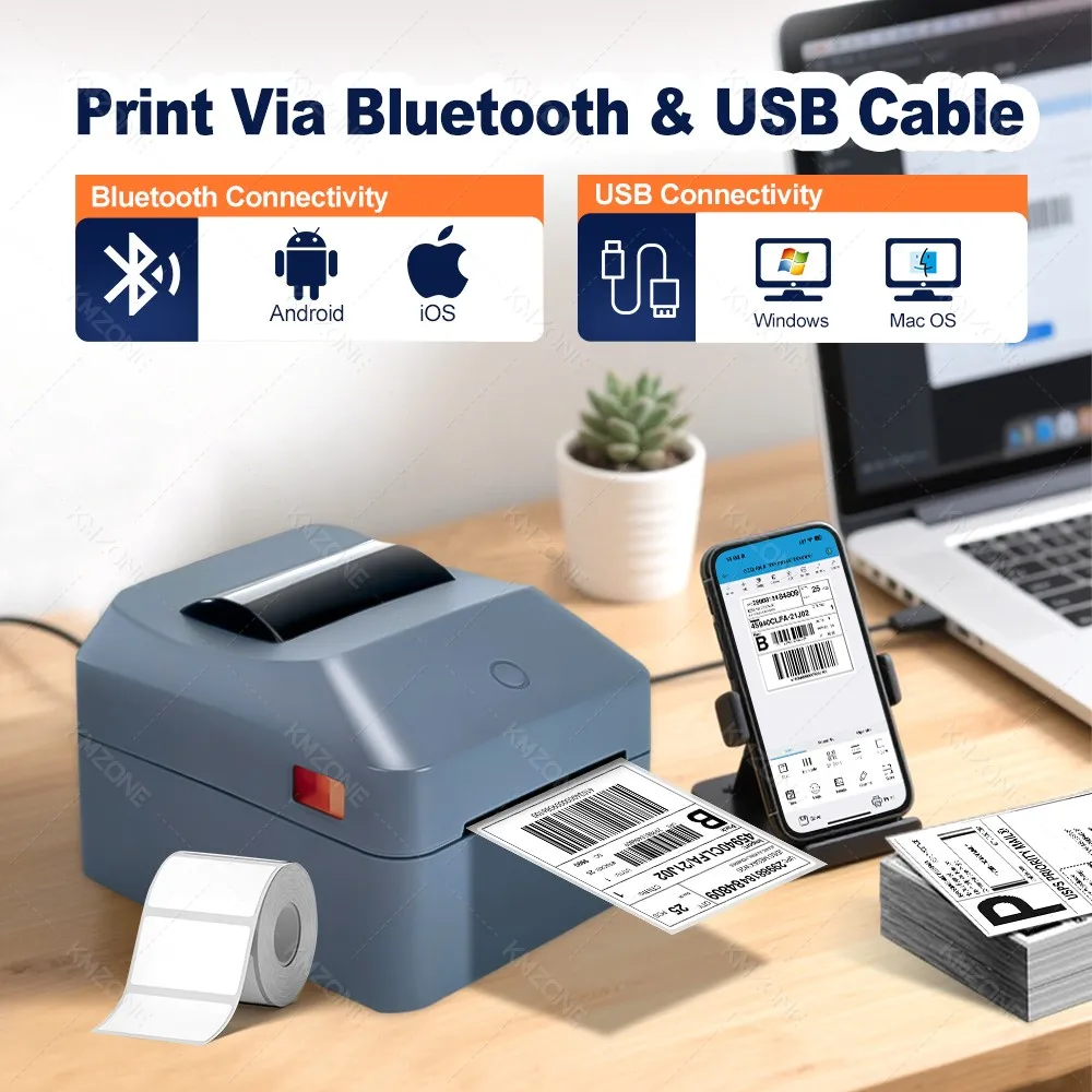 4inch Thermal Label Sticker Waybill Printer 1D 2D Barcodes Print Paper Support QR Code for DHL Fedex EMS Express 25-100mm Print