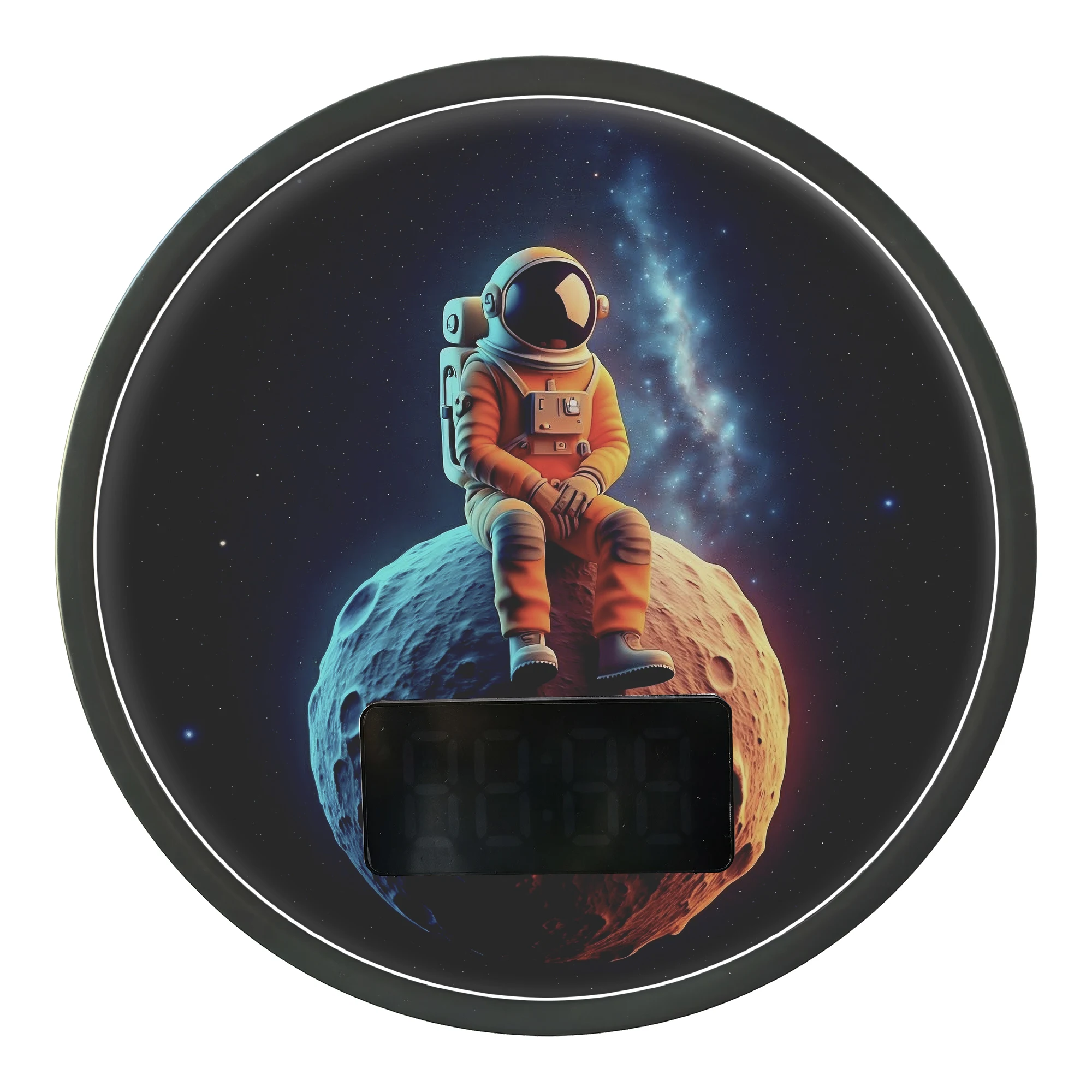 Astronaut On Moon Galaxy LED Digital Wall Clock With Night Light All-in-one Household Decor Wall Clock with Calendar Temperature