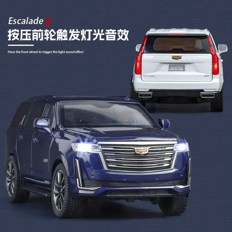 1:24 Cadillac Escalade SUV Alloy Car Diecast Metal Model Sound & Light Desktop Collection Decorative Gift Boys Display Ornament