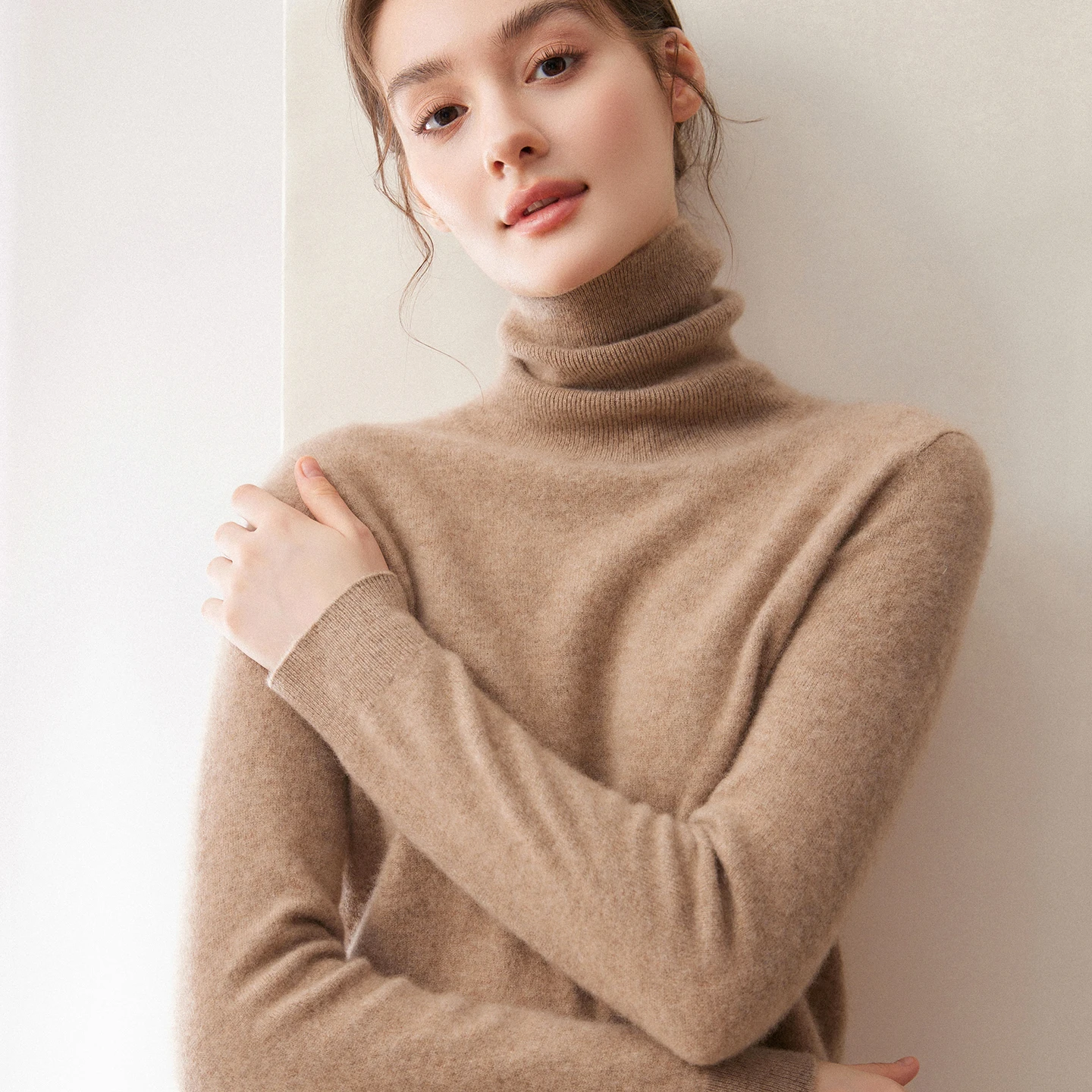 High Quality 100% Pure Cashmere Women Sweater Pullover Casual Loose Knitted Autumn And Winter Warm Soft High-Collar Fashion Top