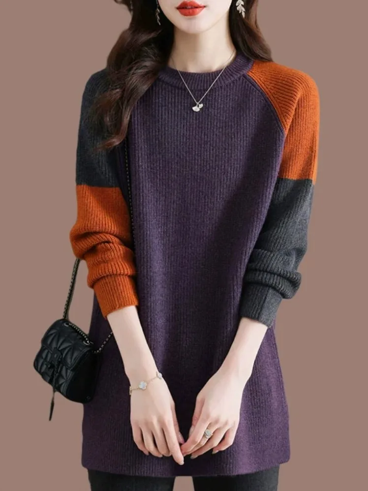 

Autumn Winter Women's Camere Sweater Mid-Length Knitwear Base Layer irt Casual Loose Fit Soft New Polyester Fiber