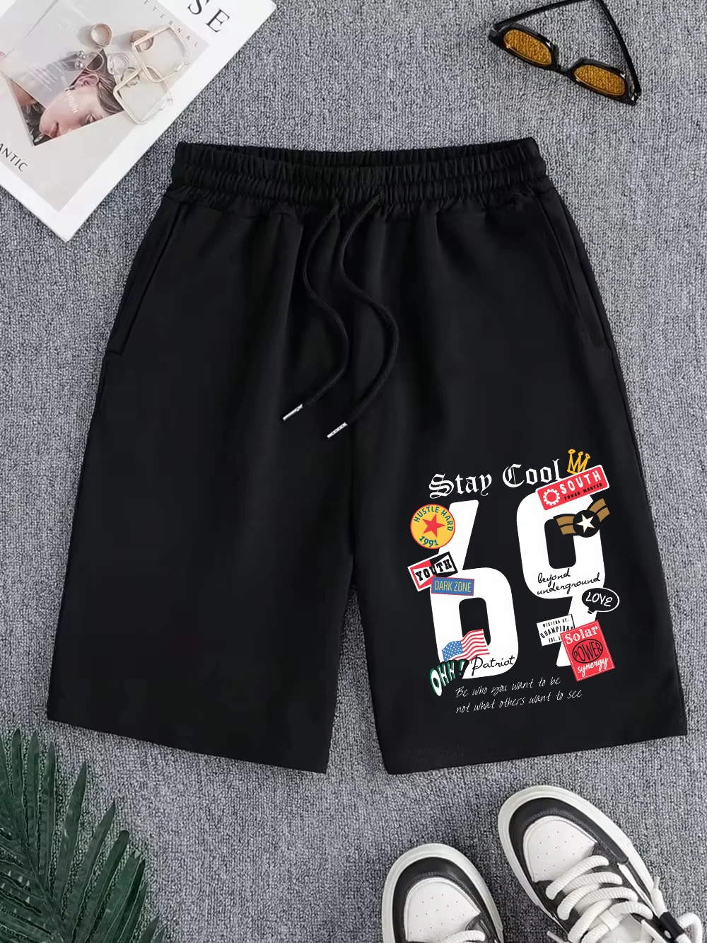 

Tap Cool Number 69 Prints Pants Mens Basics High Waisted Wide Knee Length Shorts Summer Oversized Shorts Casual Pocket Clothes