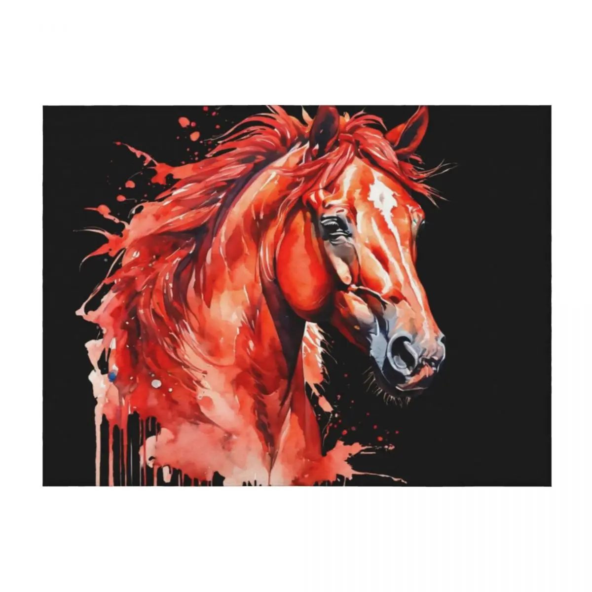 

Watercolor Red horse Throw Blanket heavy to sleep Hairys cosplay anime Picnic Blankets