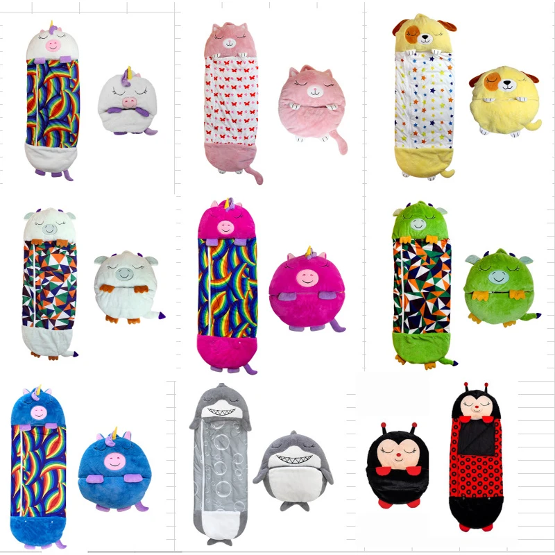 Children\'s Cartoon Sleeping Bag Kids Animal Soft Lazy Sleepsacks Baby Plush Doll Pillow Sleep Sack for Boys Girls Birthday Gift