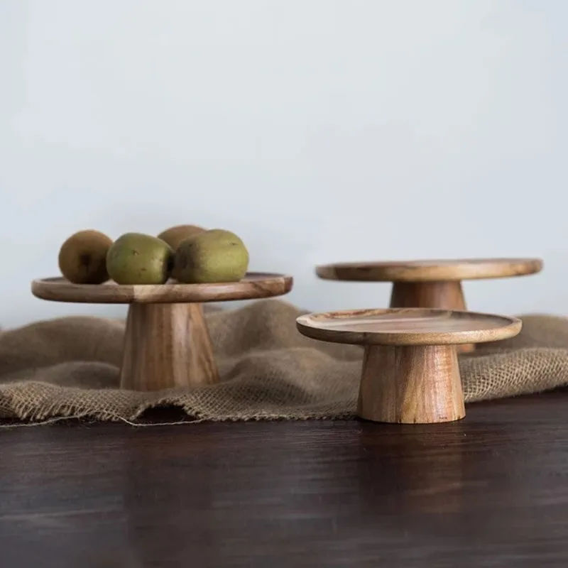 1Pc Wooden Cake Plate Creative Food Serving Trays Dessert Fruit Snack Tray Home Decor