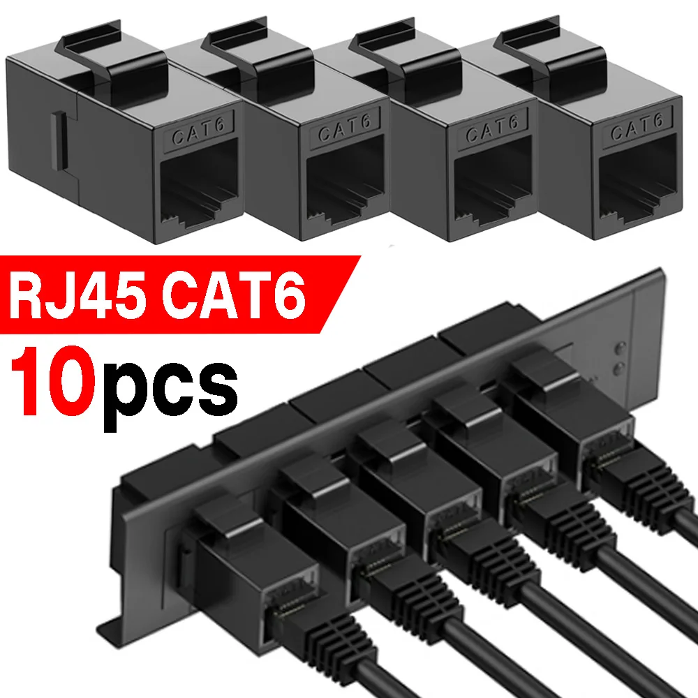 RJ45 Connector Cat 6 Ethernet Network Cable Extender Keystone Adapter 2-10pcs RJ45 Female To Female Insert CAT6 Keystone Coupler