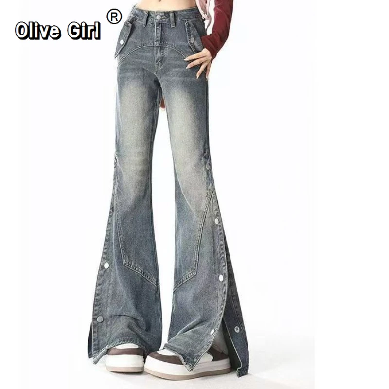 

Женские джинсовые брюки Y2K, широкие мешковатые повседневные джинсовые брюки в стиле Харадзюку, свободные джинсы с высокой талией, винтажные брюки, осень 2026 г.