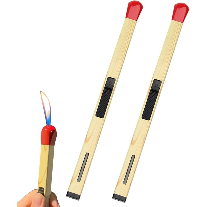 Set Creative Open Flame Matchstick Lighter Adjustable Metal Lighter Unique Gift for Men Women BBQ, Fireplaces, Camping
