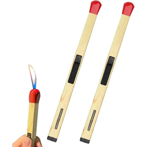 Set Creative Open Flame Matchstick Lighter Adjustable Metal Lighter Unique Gift for Men Women BBQ, Fireplaces, Camping