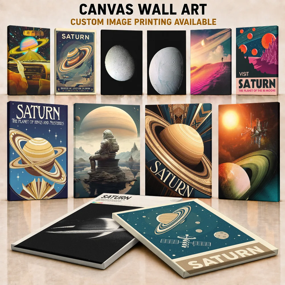 Saturn Canvas Painting Poster Personalized Photo With Deep Cosmic Exploration Style Wall Art For Bedroom Astronomy Lover Gift