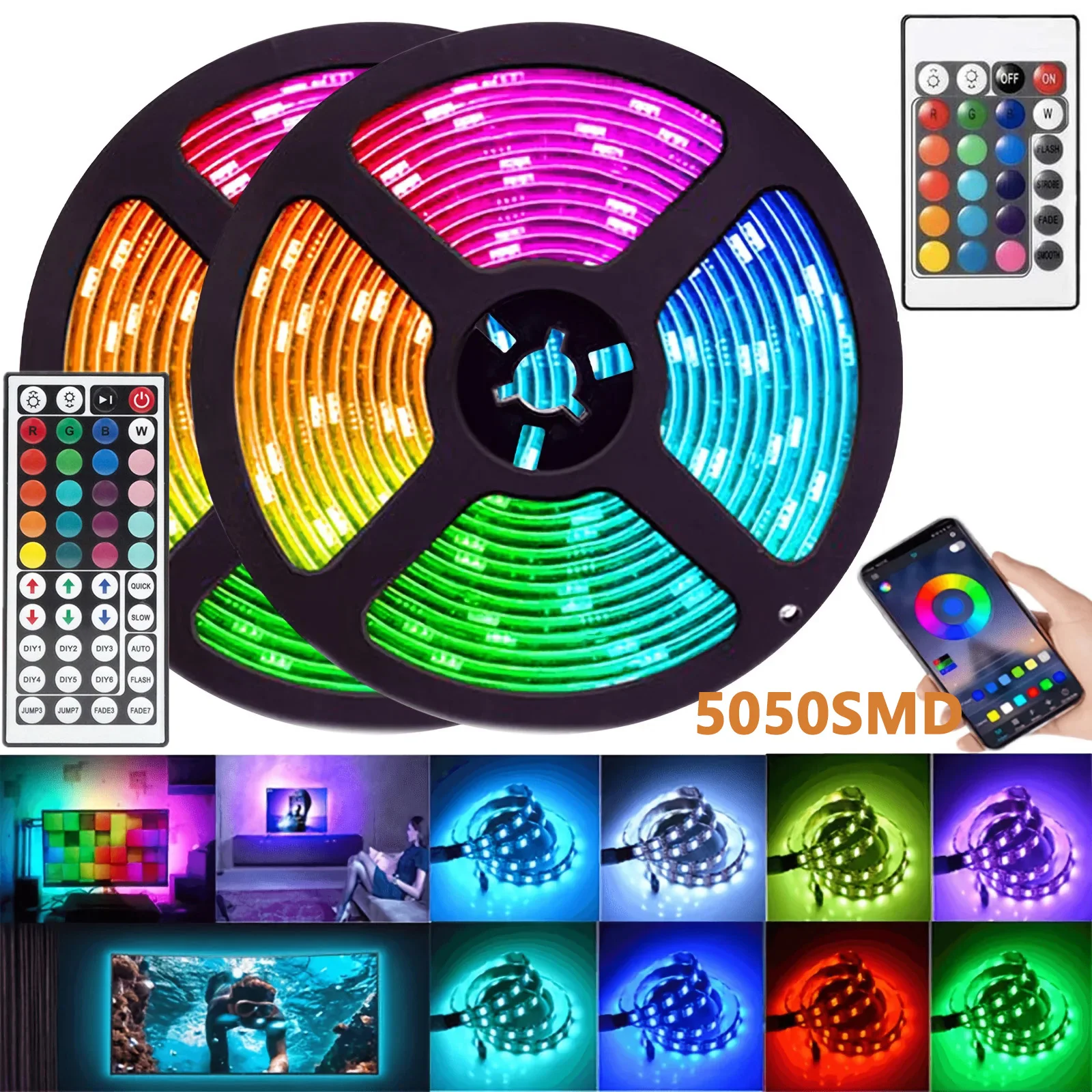 إضاءة خلفية للتلفاز RGB LED قطاع ضوء USB 5 فولت مصلحة الارصاد الجوية 5050 التحكم عن بعد التطبيق التحكم الموسيقى مزامنة شريط مرن الشريط لتزيين غرفة الألعاب