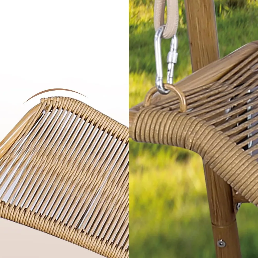 

Comfort and Relaxation with Oversized Hammock Swing Chair, Durable Wood-Colored Frame, for Indoor or Outdoor Use, Gold and Brown