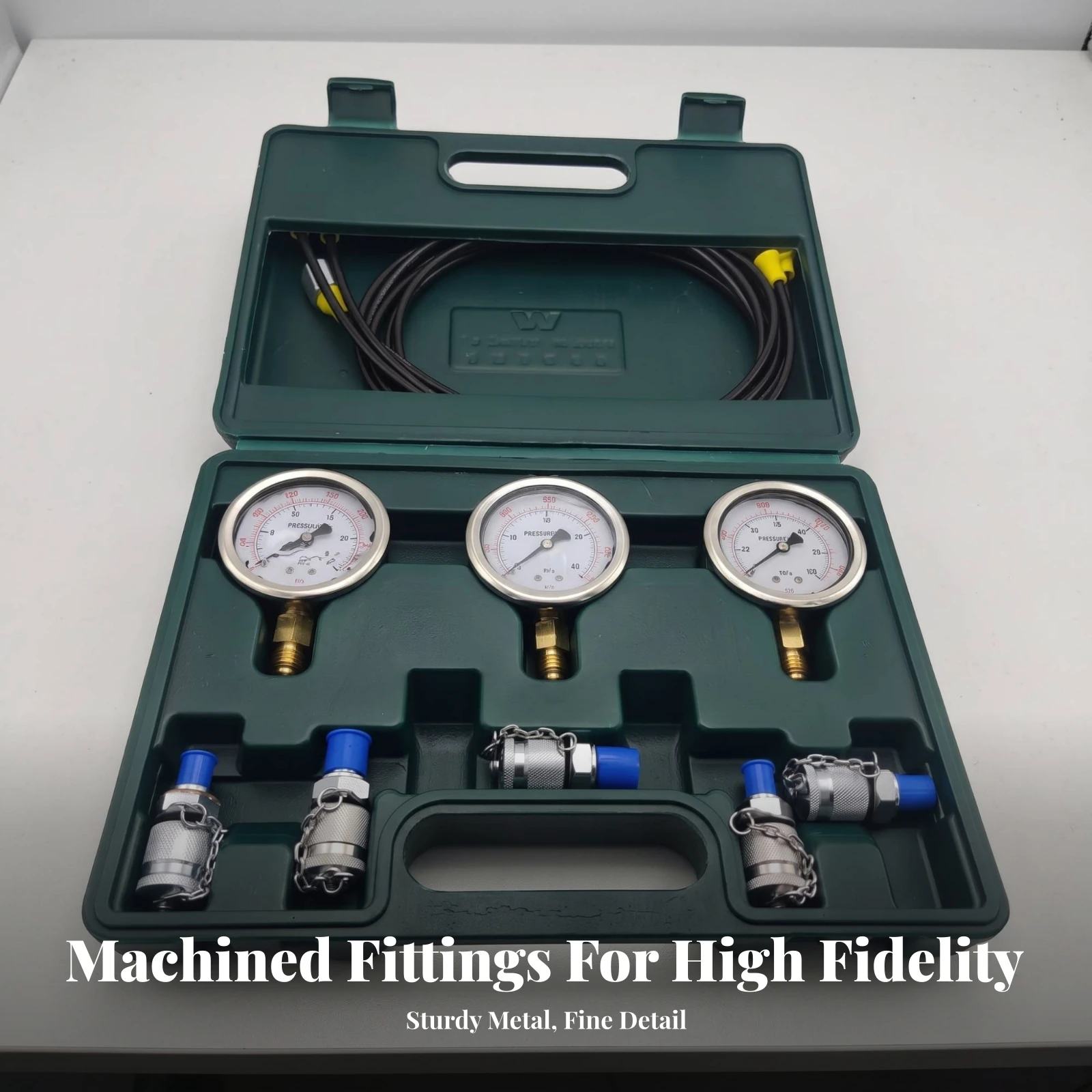 Hydraulic Pressure Testing Kit Analog Excavator Hydraulic Test Kit Tool Shock-Resistant Sturdy for Mobile Service Work