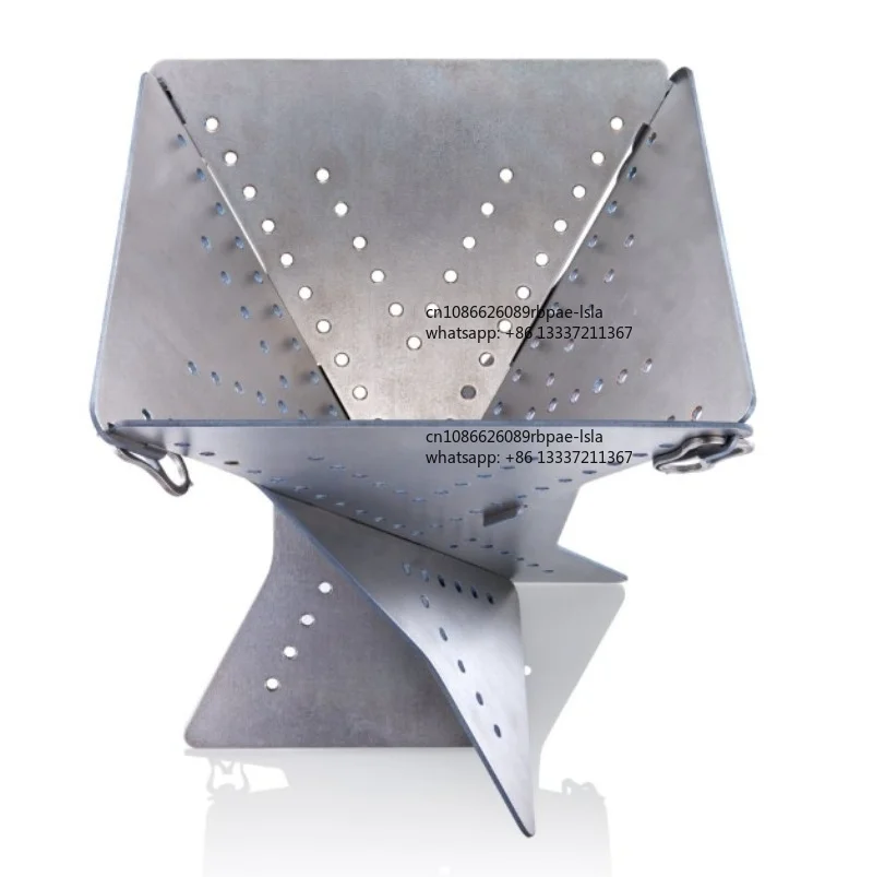 Titanium Folding Wood Burning Camp Stove With Carry Bag Portable Camping Stove For Backpacking Survival Emergency Cooking
