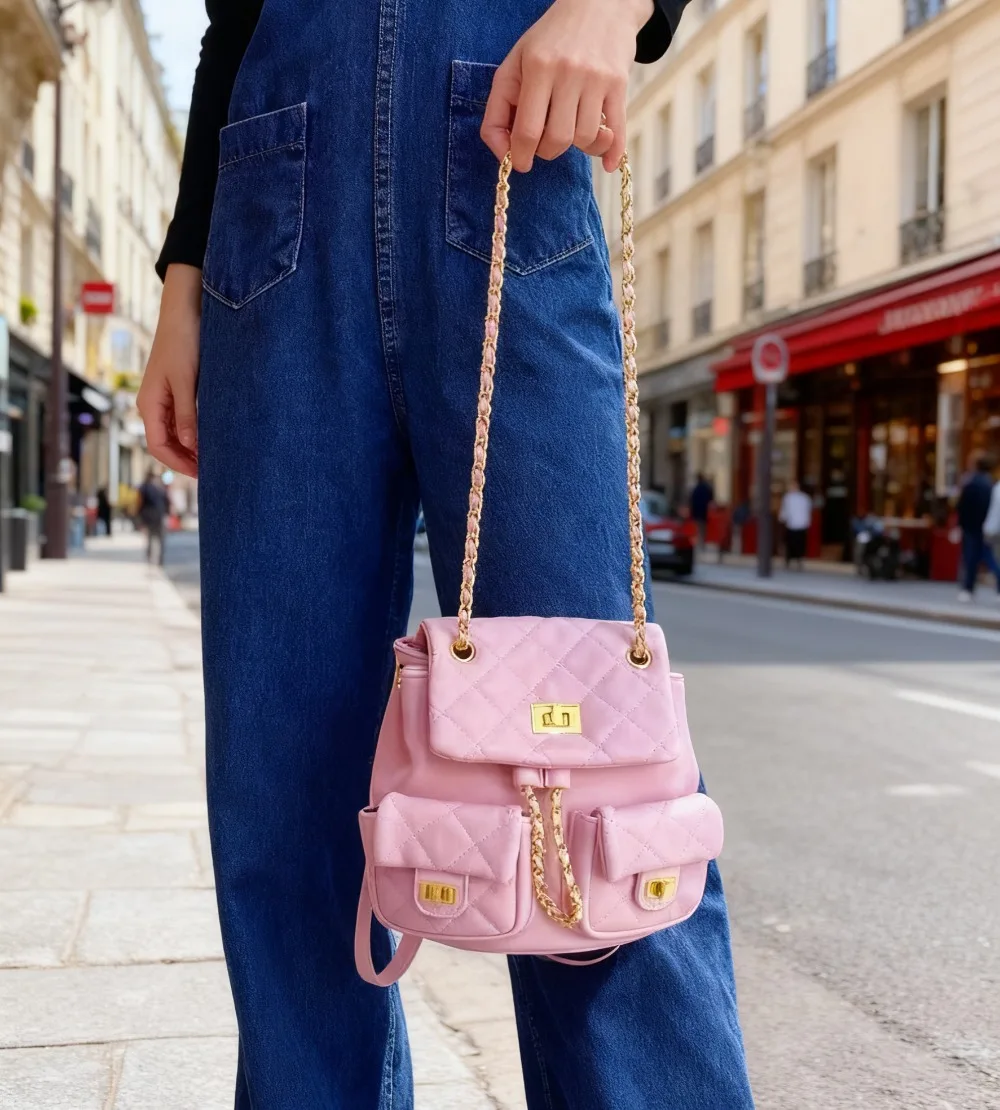 

​​Women New Quilted Chain Bag Versatile Multi Pocket Shoulder Backpack Travel Large Capacity​​