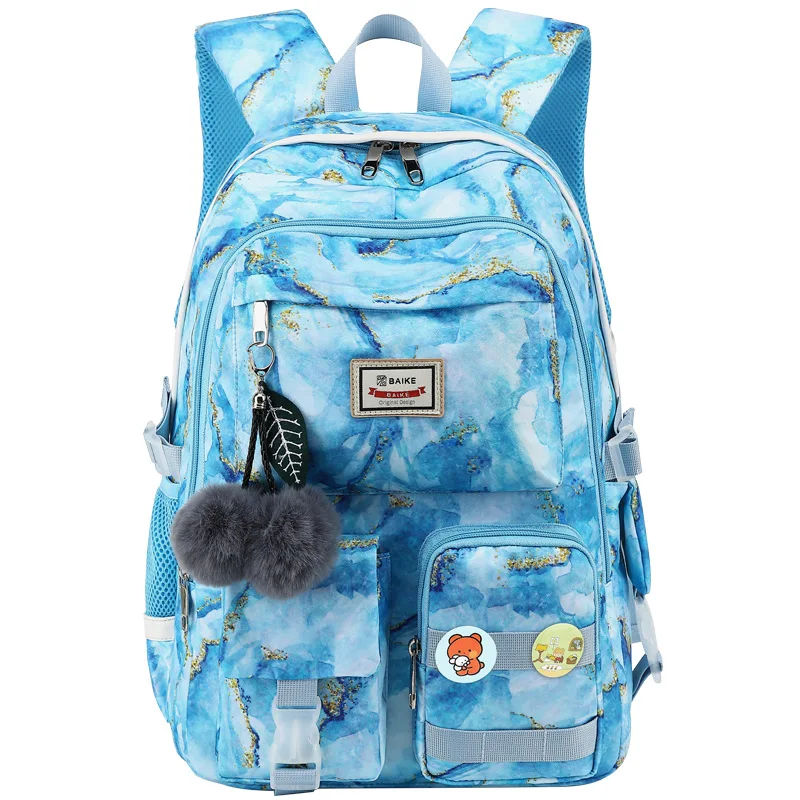 New Trendy Girls Backpack Primary School School Bag Nylon Waterproof Large Capacity Printed Backpack