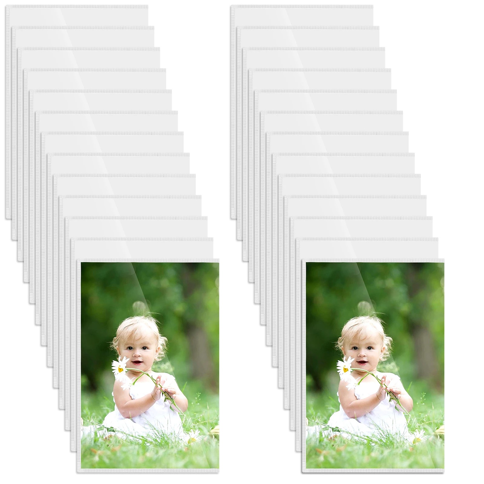 12/24Pcs Magnetic Picture Frames 4x6 Inch Magnetic Photo Pocket with White Border PVC Photo Frame Reusable Magnetic Sign Holder