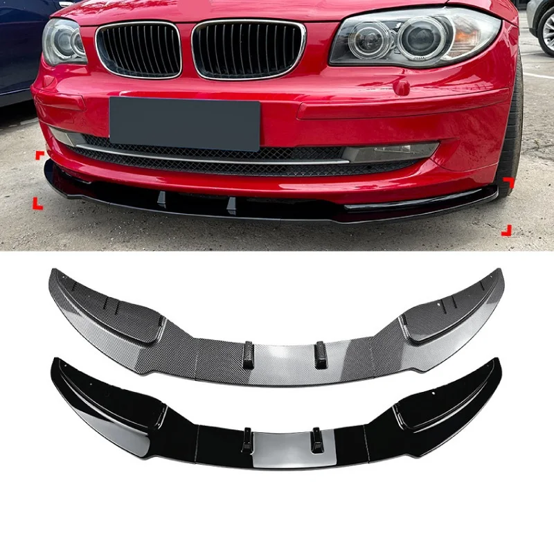 Car Gloss Black Front Lip Carbon Fiber Texture Front Bumper Splitter Chin Lip For BMW 1 Series E81 E82 E87 E88 2008-2012