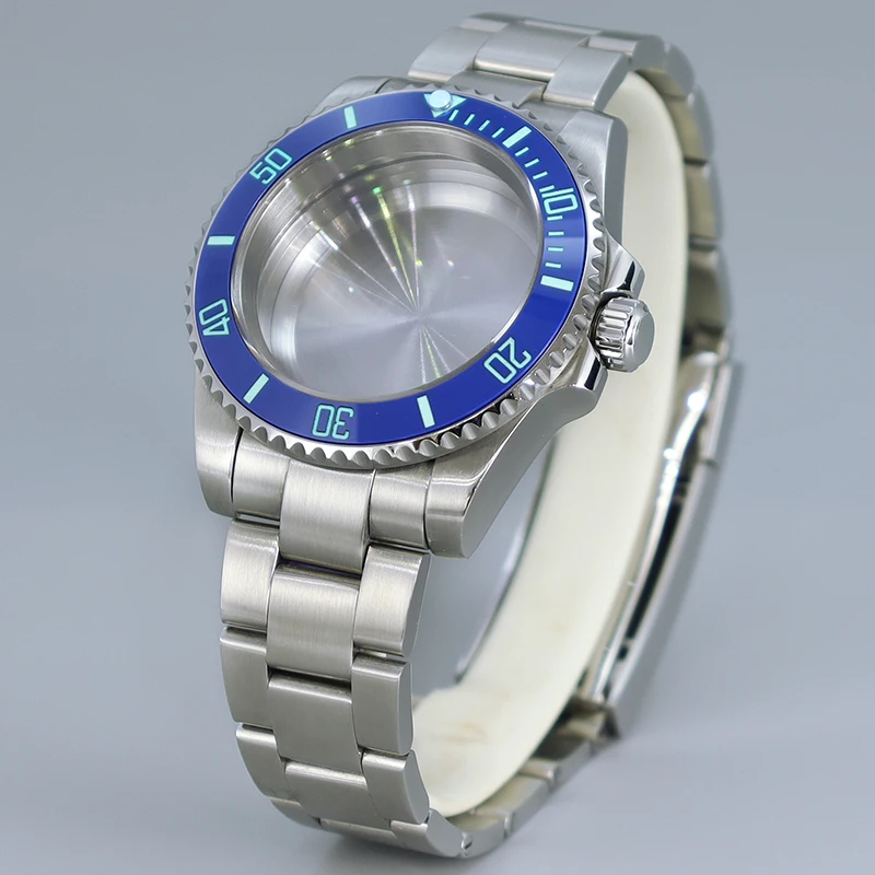 Casing suku cadang jam tangan NH36 40MM tahan air tali C3 Bezel safir cocok Seiko NH35 NH36 8205 2824 casing jam tangan untuk Submariner