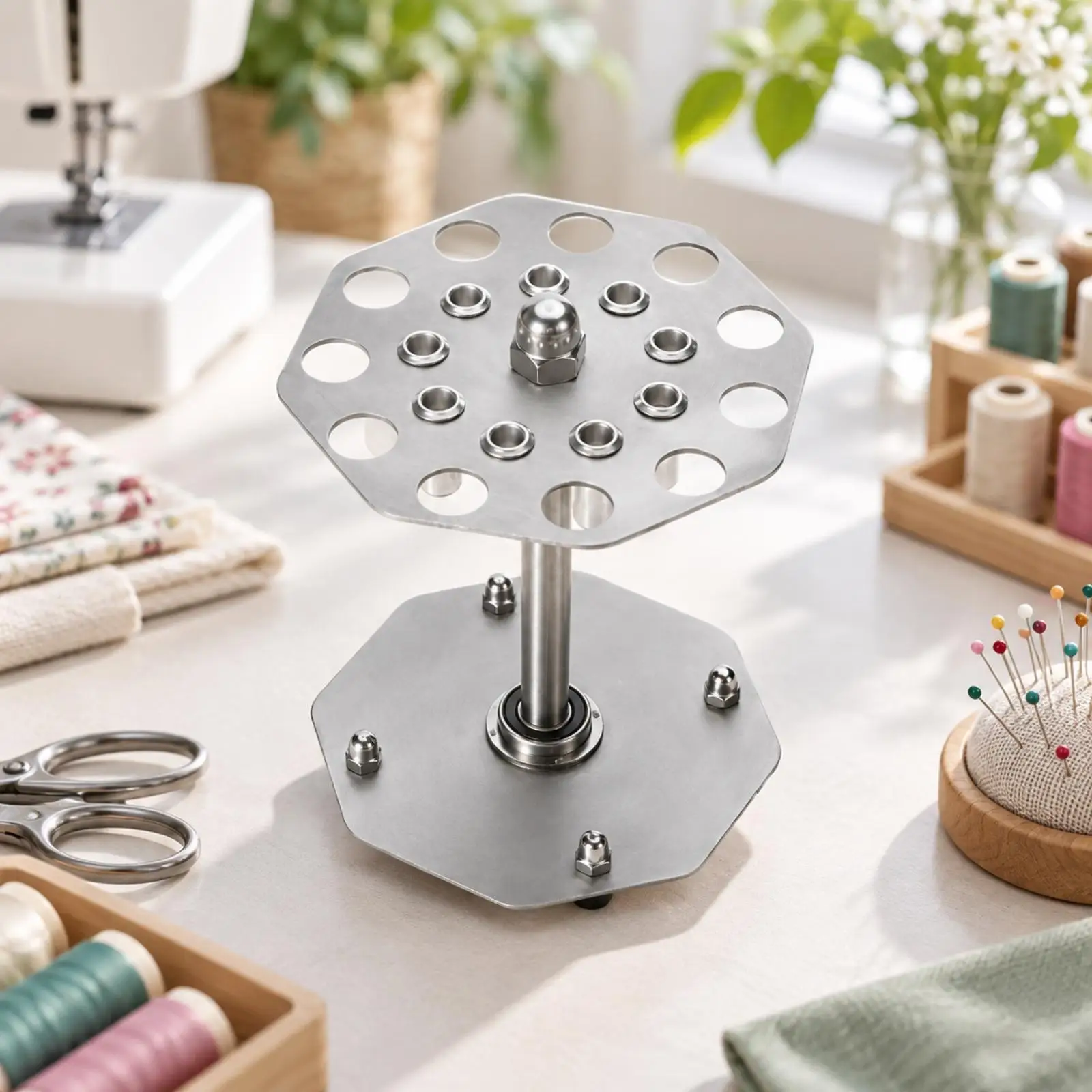 Stainless Steel Rotating Tool Holder Space-Saving Tool Holder with Perforated Upper Plate for Workshop Organization