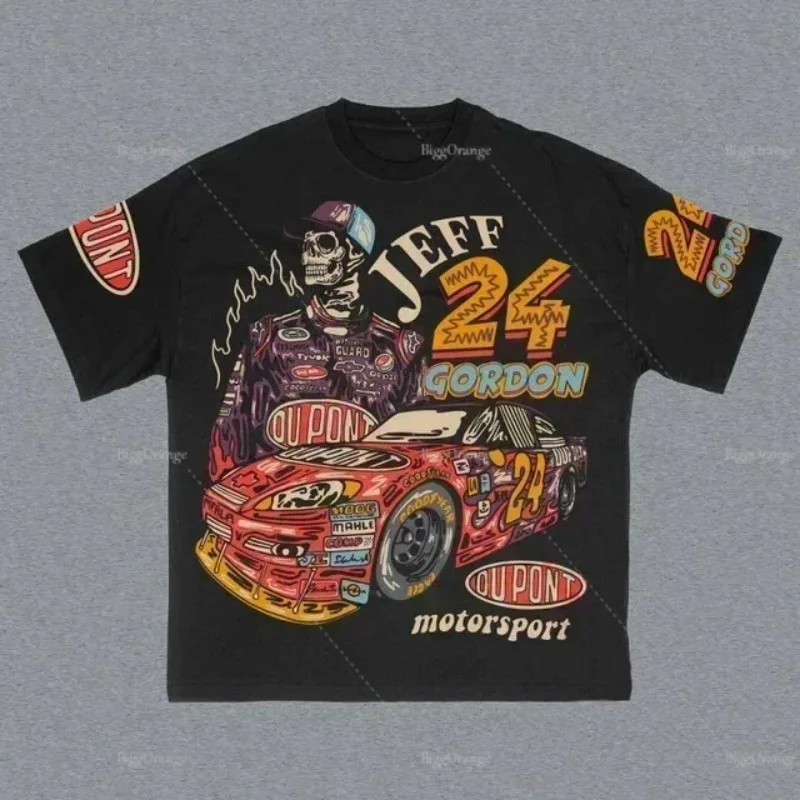 تي شيرت ريترو كبير الحجم تي شيرت هاراجوكو جرافيك الحرب القوطية تي شيرت بأكمام قصيرة y2k ملابس الشارع الشهير تي شيرت عتيق ملابس الرجال القوطي #5