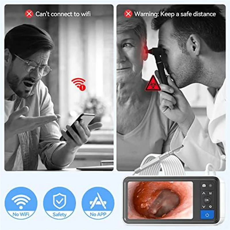 Caméra d'oreille Otoscope avec écran de 4.5 pouces, nettoyeur d'oreille intelligent, cuillère d'oreille visuelle avec Kit d'outils de caméra, caméra de nettoyage d'oreille Durable