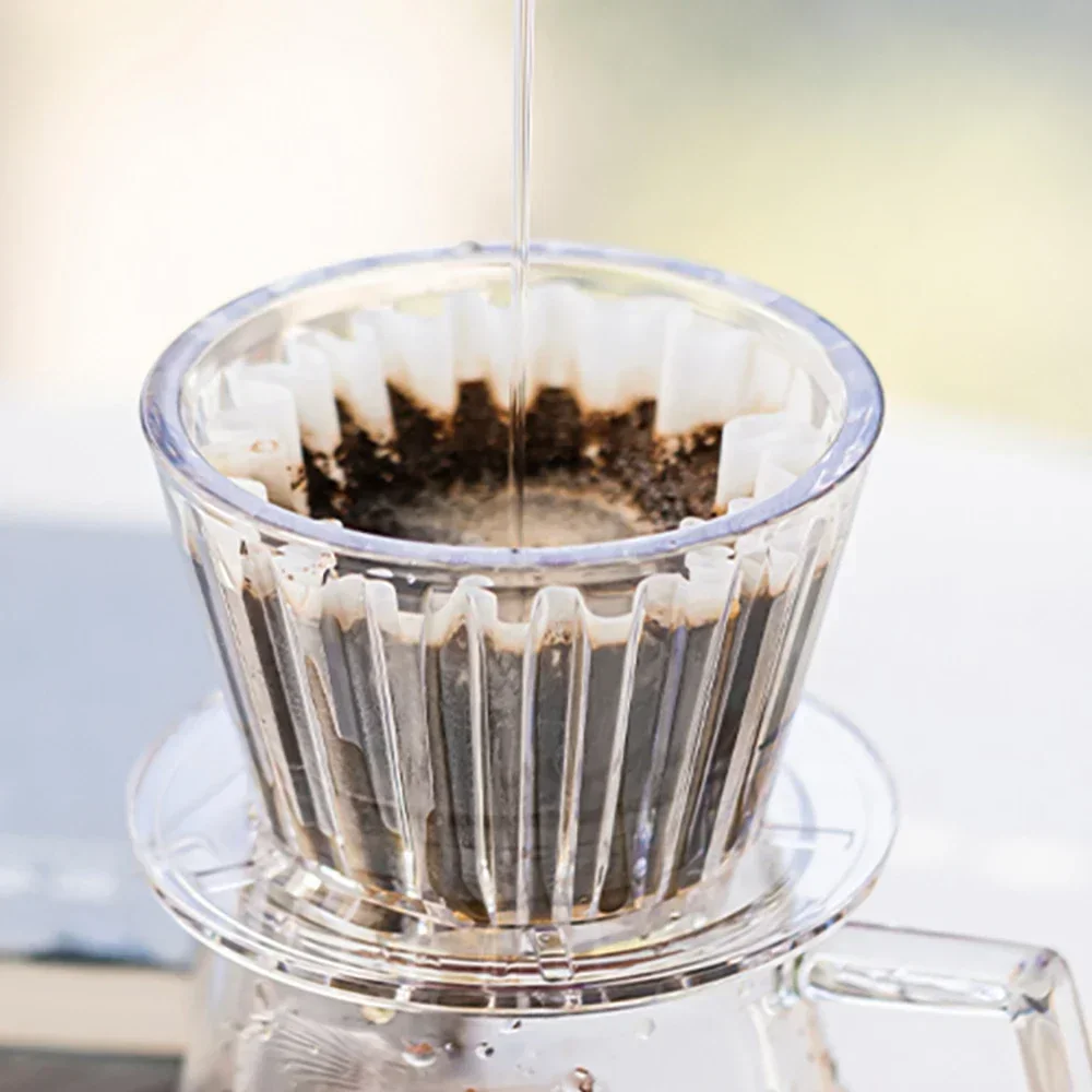 B75 Basket Coffee Dripper Crystal Eye Pour Over Coffee Filter PCTG 1-2Cups Coffee Maker Flat Bottom Increase Uniformity