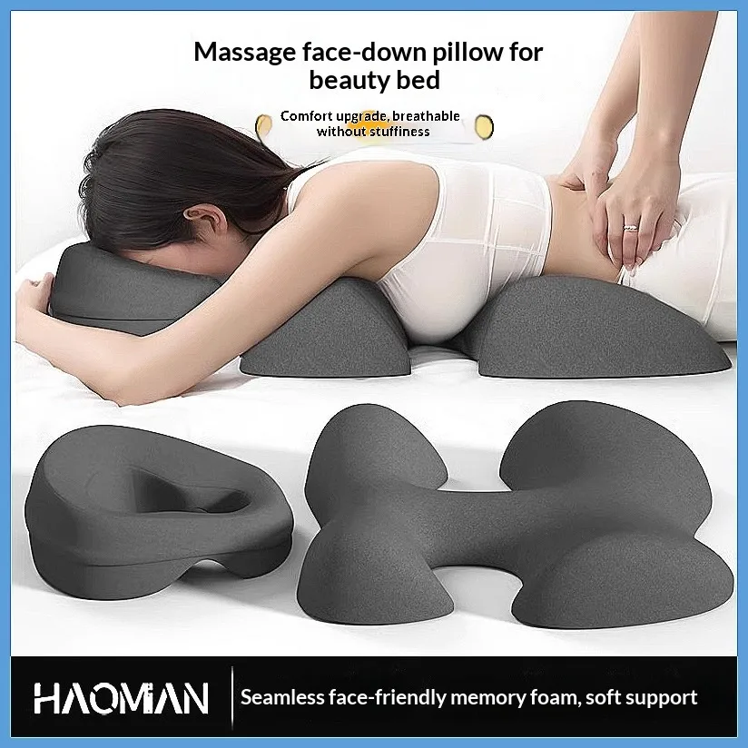 

Professional Salon Beauty Bed Pillow with Face Hole & Armrests - Breathable Pressure Relief Eye Pillow for Massage Bed