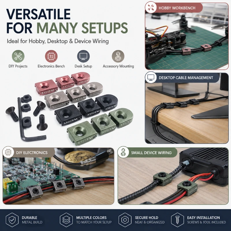 Anodized Finish Wire Management Bracket Black Brown Red Green Options Hobby Handmade Device Cable Routing Spare Kit