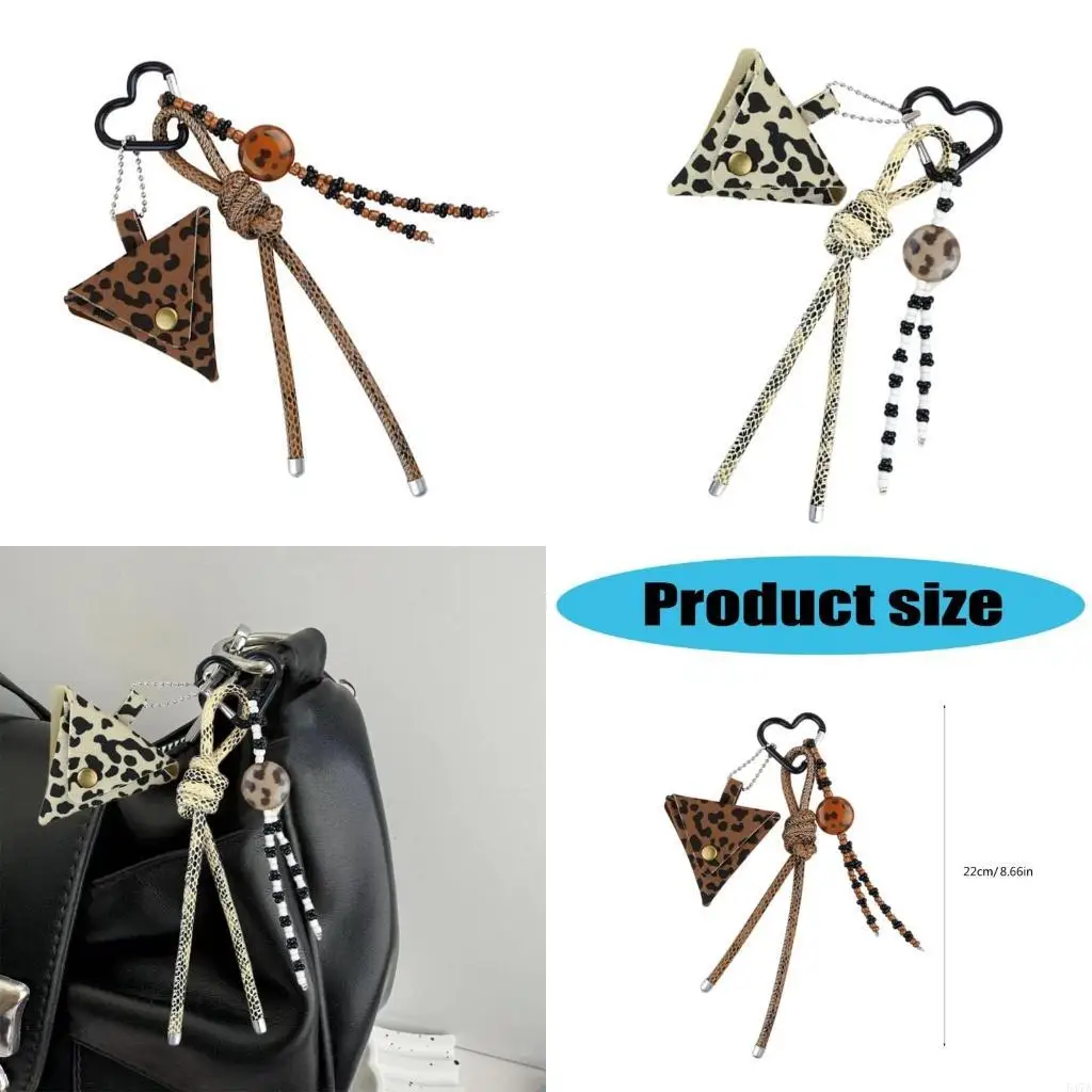 

Lovely Leopard Print Bag Charm Pendant Keyring Braided Rope Keychain Charm for Backpack Purse Handbag Decorations 547A
