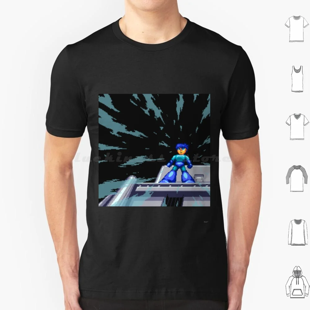 Megaman 2 عنوان شاشة Pixelart تي شيرت قطن للرجال والنساء لتقوم بها بنفسك طباعة Megaman 2 مرحلة حدد Megaman 2 Rockman 2 Rockman Megaman