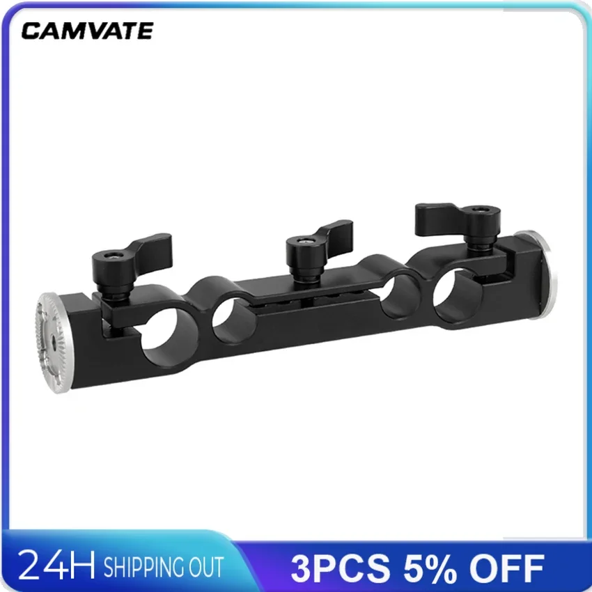 CAMVATE Camera 15mm & 19mm Dual-port Rod Clamp With Double Ended Standard M6 ARRI Rosette Mount For DSLR Camera Support System