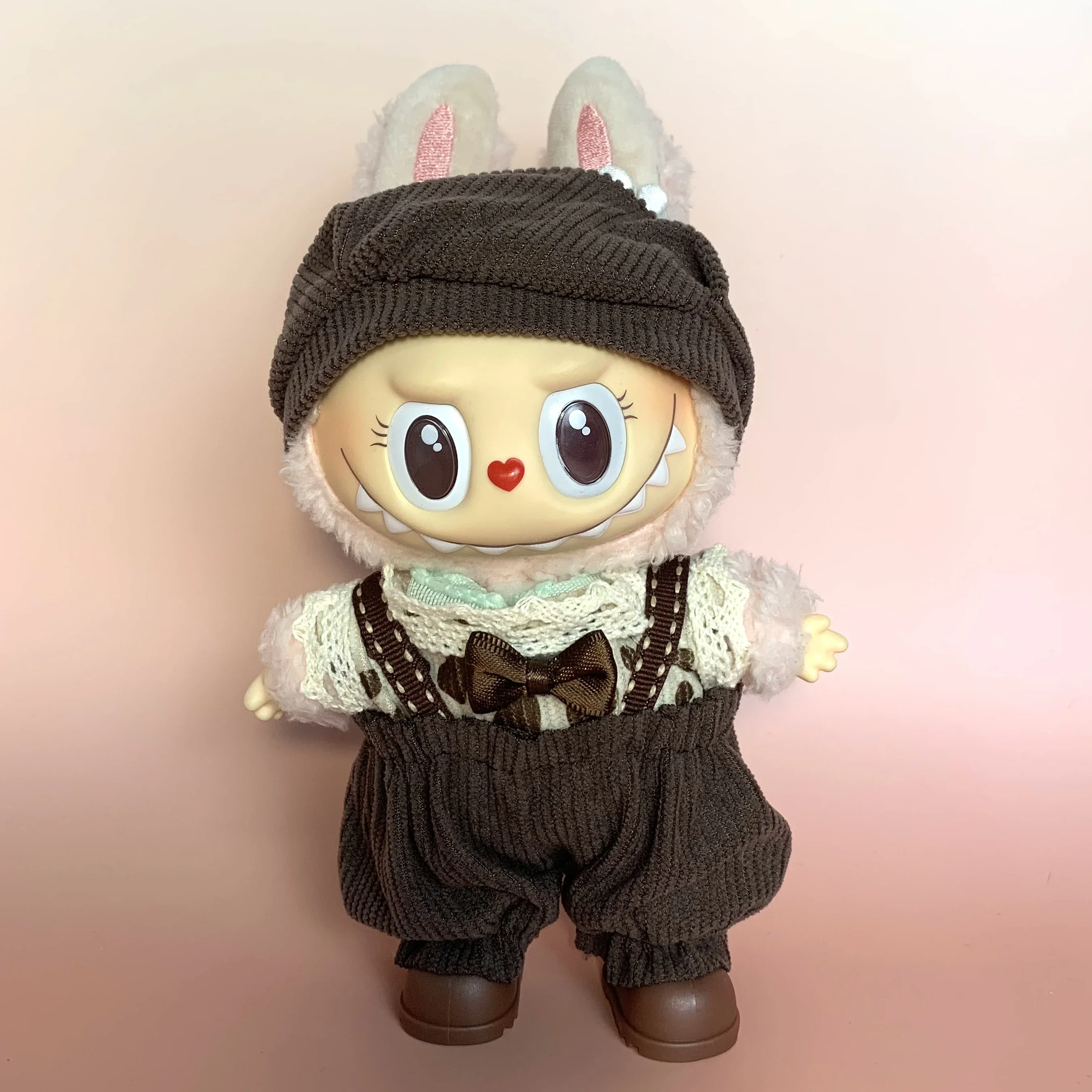 ملابس لملابس LabubuOutfit فقط】 ملابس دمى قطيفة، مجموعة ملابس بستاني بسلسلة مفاتيح يمكن ارتداؤها