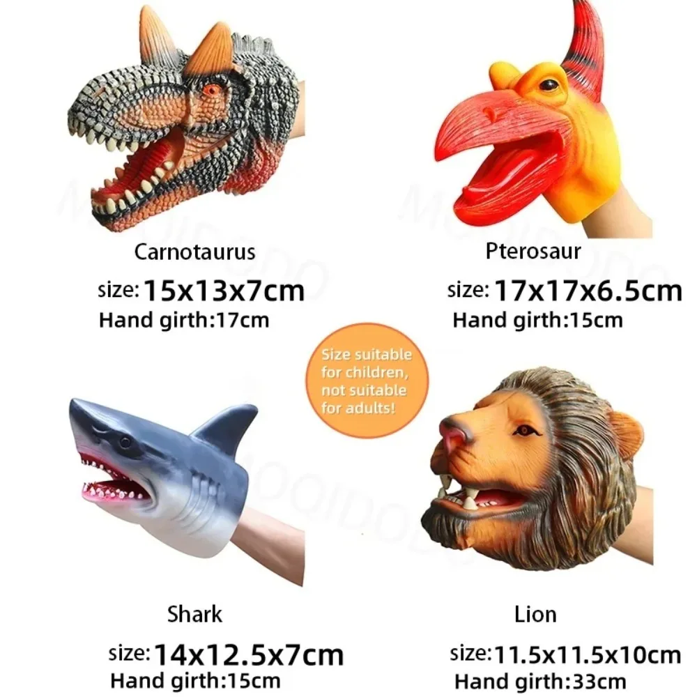Hand Puppets Dinosaur head Model Toy T-Rex Dino Jurass Shark Tiger Park Dolls Dinosaur Worlds Soft Plush Toy for Boys Kids Gifts