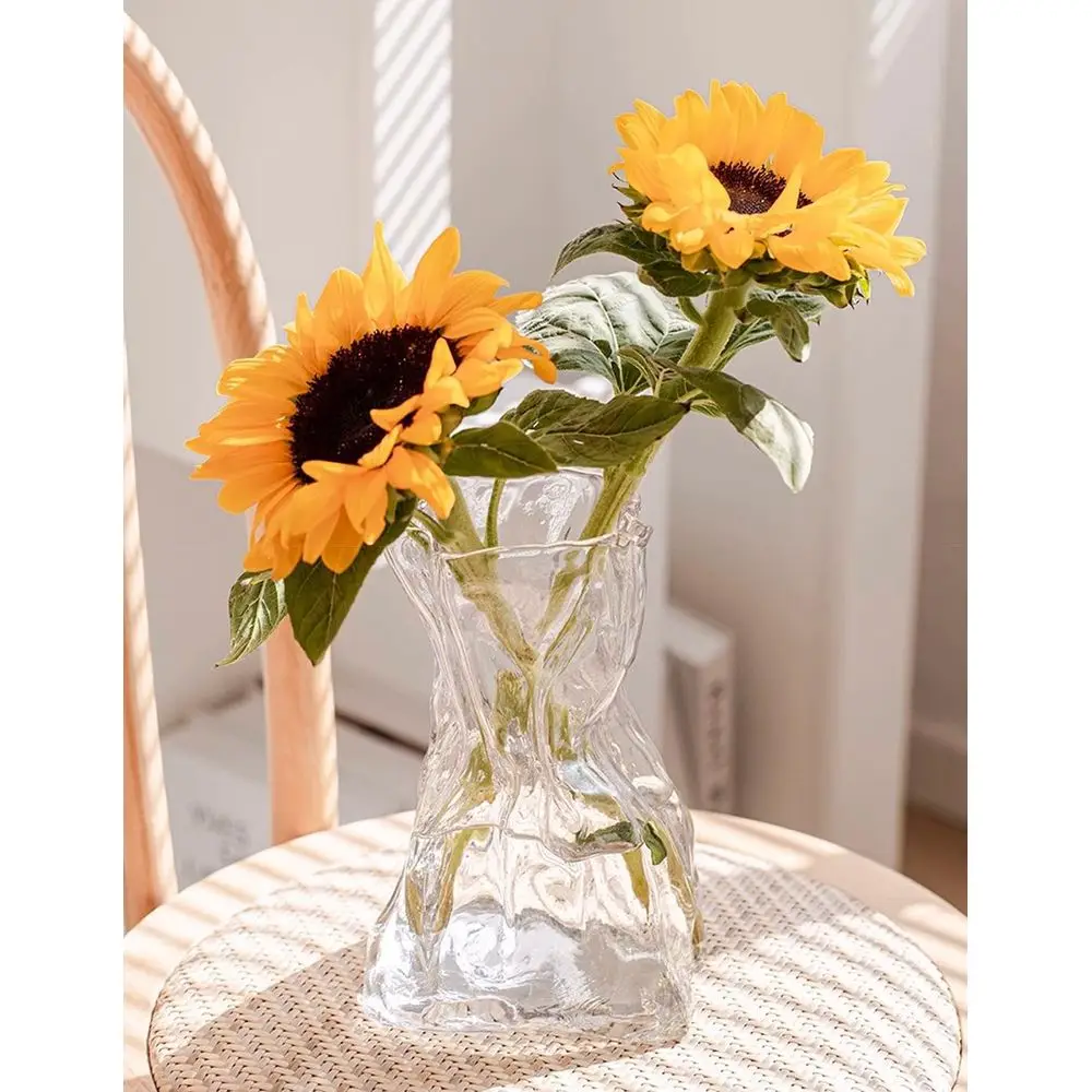 

Большая стеклянная ваза 8,5 дюймов, нерегулярной формы, прозрачная, для декора стола, интерьера, рабочего стола, художественная декоративная ваза для дома