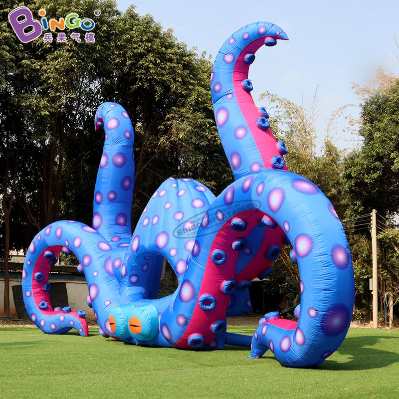 Novel 8x2x5 Meters Giant Inflatable DJ Octopus Cabin Background Wall Booth Balloon For Event Stage Decoration Toys - BG-O0248