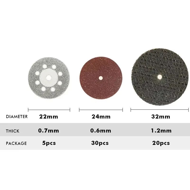 60pcs Diamond Cutting Discs Sanding Grinding Wheel Set Circular Saw Blade for Woodworking Metal Mini Drill Rotary Tool gallery 5