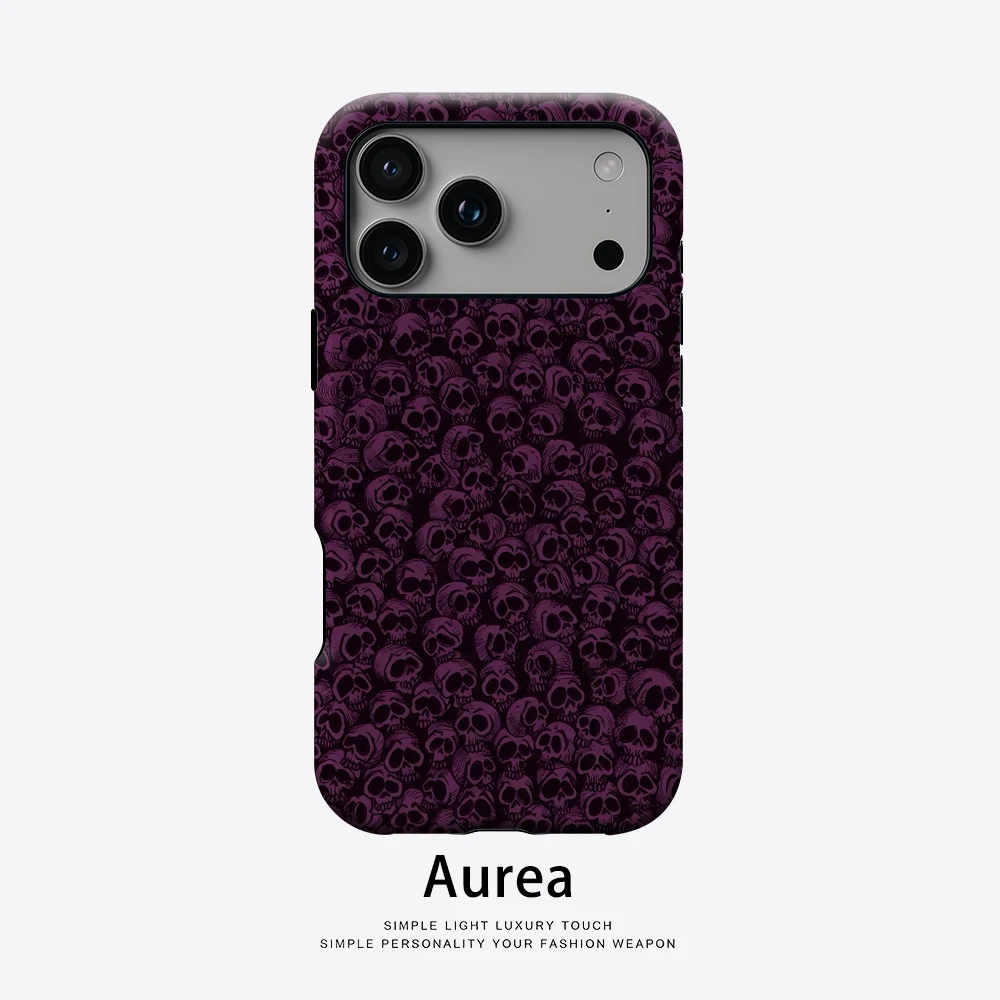 Violette Totenkopf-Schleier-Handyhülle für magnetische Handyhülle für IPhone 17 16 15 14 13 Pro Max Plus, einzelne doppelschichtige robuste Hülle