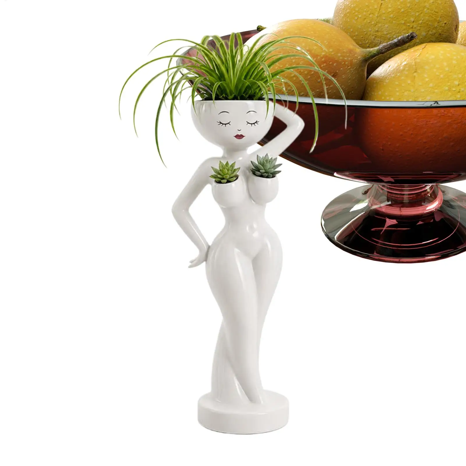 Funny Cactus Pot Mini Resin Female Body Planter Decoration Resin Flower Pots for Living Room Home Office Balcony Bedroom