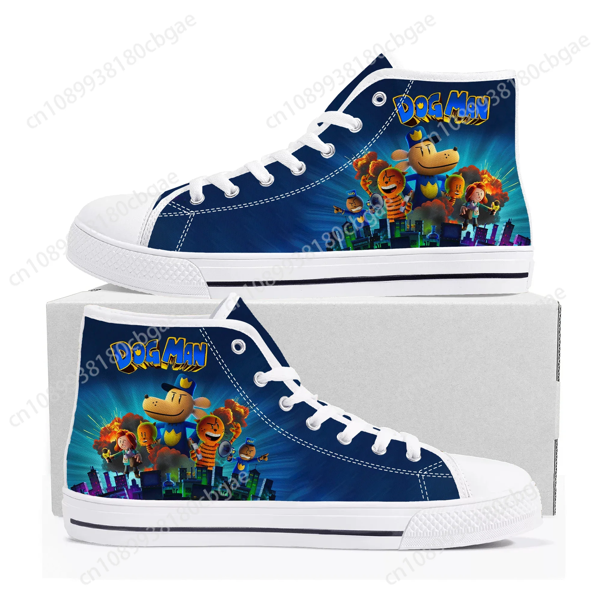 

Dog Man shoes High Top Sneakers Mens Women Teenager High Quality Doggy Cartoon Canvas Sneaker couple Casual Shoe Customize Shoes